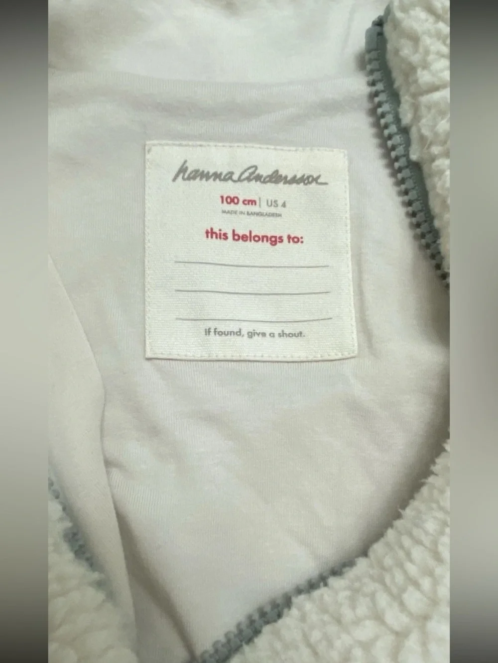 Hanna Andersson In Lambs Wool Faux Shearling Sherpa Jacket Girls Size 4 100cm